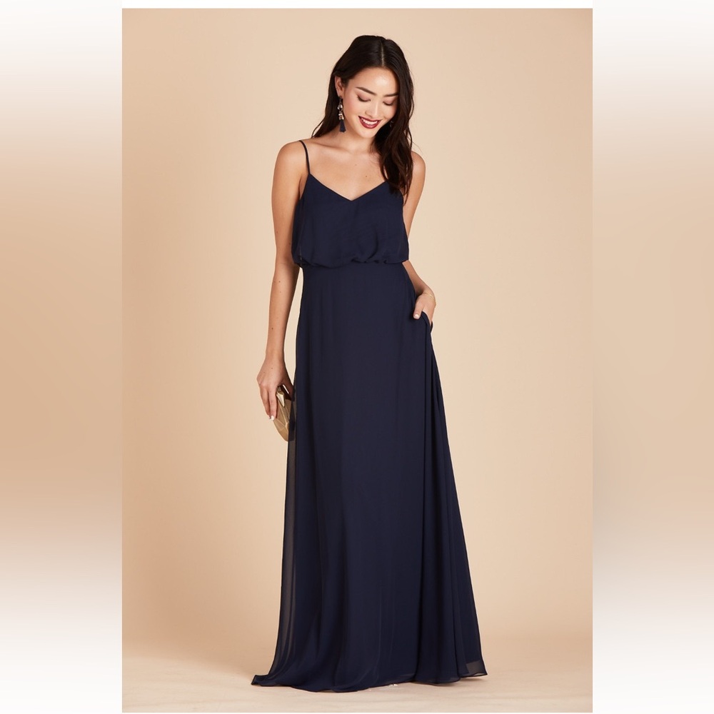 Birdy Grey Gwennie Chiffon Navy Formal Dress XS